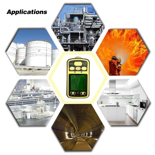 SMART SENSOR  ST8990 Multi Gas Monitor Rechargeable 4 in 1 O₂ LEL CO H₂S Gas Detector Tester Sensor with Backlight Alarm Function LCD Display 