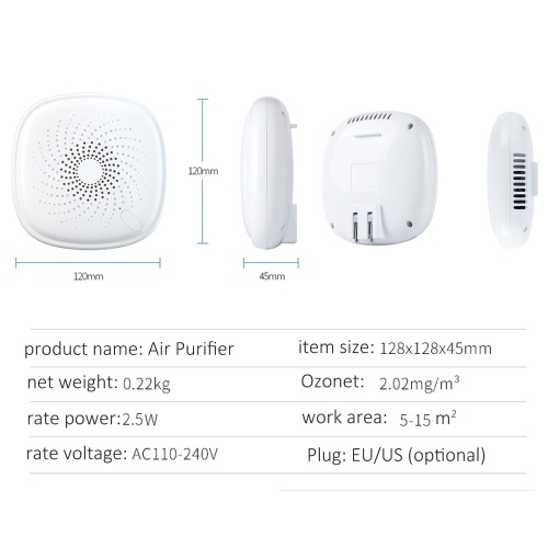 

2-in-1 Plug-in Mini Ionizer Air Purifier Ozone Generator Deodorizer Portable Air Cleaner Odor Eliminator for Rooms Smoke and Pets