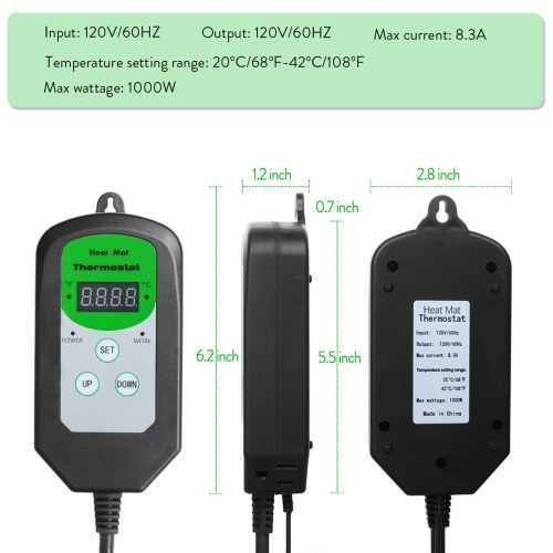 

Digital Temperature Control Sensor Regulator Heating Plant Reptile Temperature Control Instrument Temperature Controller Heating Pad Digital Display Adjustment Sensor Thermostat