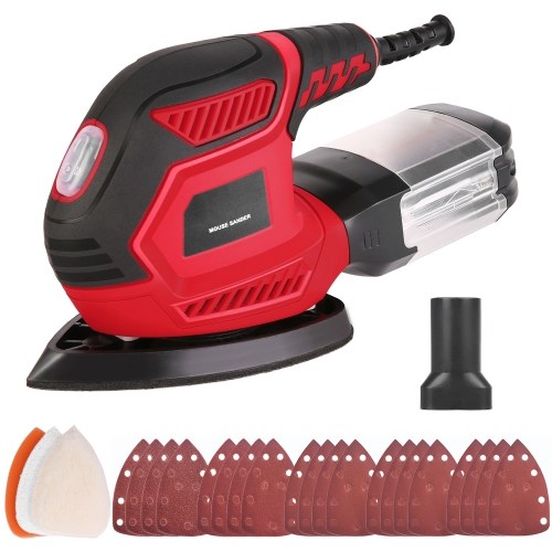

Meterk Mouse Detail Sander Efficient Dust Collection System with 3pcs Polishing Pads & 20pcs Sandpapers