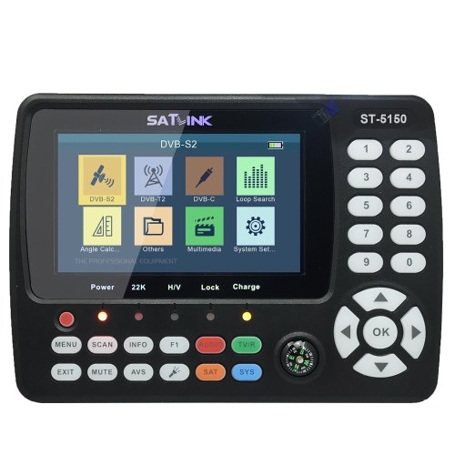 

ST-5150 DVB-S2/T2/C COMBO HD Satellite TV Signal Finder Digital Handheld Signal Meter Satellite Finder H.265 HEVC MPEG-4 4.3 Inch TFT LCD AU Plug