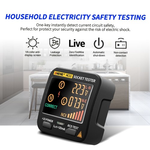 ANENG AC11 Socket Tester Electric Leakage Detector LCD Display 