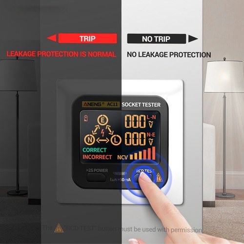 ANENG AC11 Socket Tester Electric Leakage Detector LCD Display 
