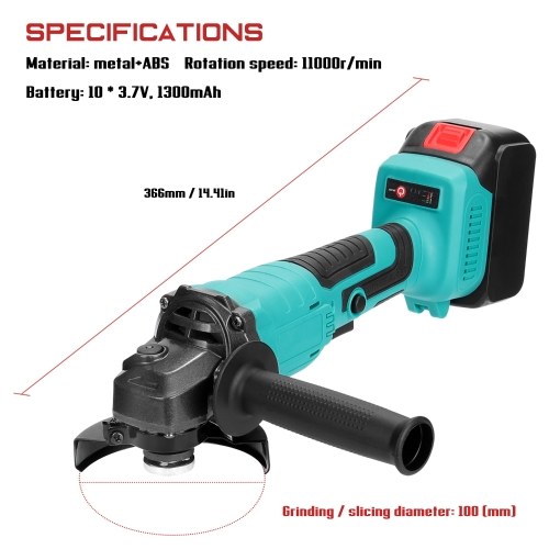 

100mm Portable Multifunctional 18V Electric Angle Grinder 11000rpm High Rotation Speed Grinding Tool for Cutting Wood Iron