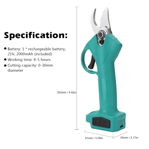 

21V Cordless Electric Pruner Pruning Shear Efficient Fruit Tree Bonsai Pruning Branches Cutter Landscaping Tool