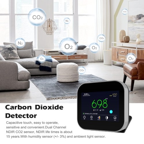 

USB Powered CO2 Detector CO2 Concentration Detector Environmental Testing Instrument Air Quality Monitor Detector Carbon Dioxide Detector Air Quality Detection Instrument