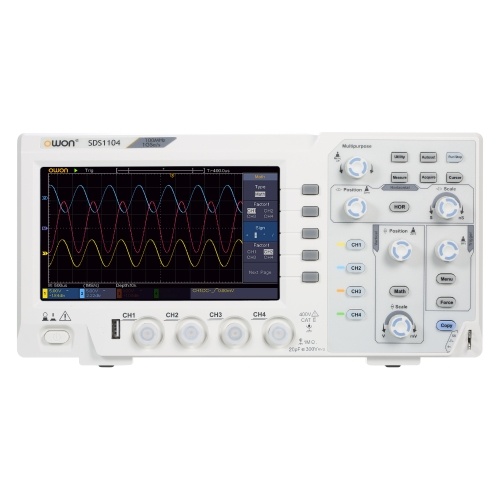 Owon SDS1104 4-CH Digital Storage Oscilloscope with 7-inch LCD Display Handheld Portable Oscillometer 100MHz 1GS/s EU Plug