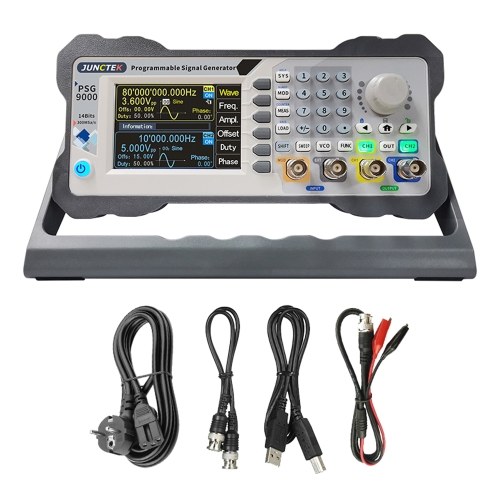 

PSG9060 3.5 Inch TFT Color LCD Display Screen 300MSa/ S Sampling Rate Dual Channel Signal Generator AM FM PM ASK FSK PSK Modulation Waveform Programmable Signal Generators Waveform Output Utility Multifunction Tools