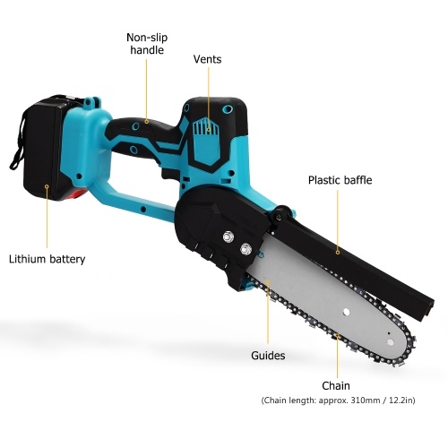 

21V Two Battery Portable Electric Pruning Saw Rechargeable Small Wood Spliting Chainsaw One-handed Woodworking Tool for Garden Orchard