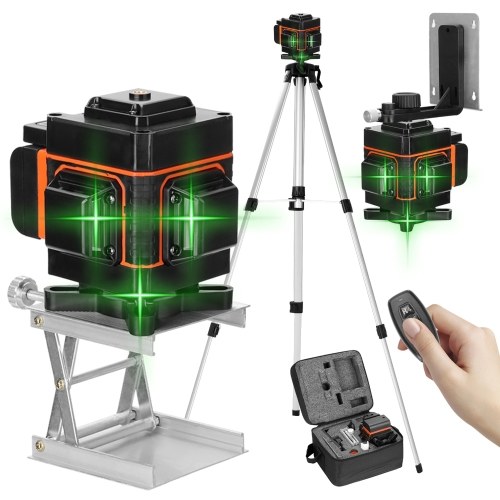 KKmoon Multifunktionales 3D 12 Linien Selbstnivellierendes Nivellierwerkzeug mit 1,5 m 3 Höhen verstellbarem Stativständer aus Alu-Verlängerungsstange mit Tragetasche