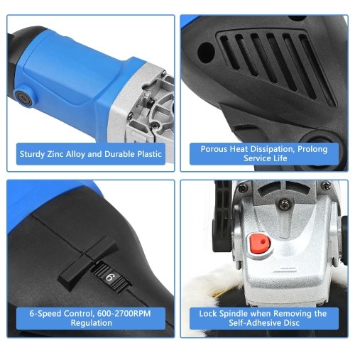 

HCC 7-inch Electric Car Polisher 1100W Variable 6-Speed Auto Car Polisher Buffer with Detachable Handle Multifunction Polishing Machine Sander Rotary Tool 600-2700RPM for Floor Furniture Ceramic Jade (6ft Power Cord)