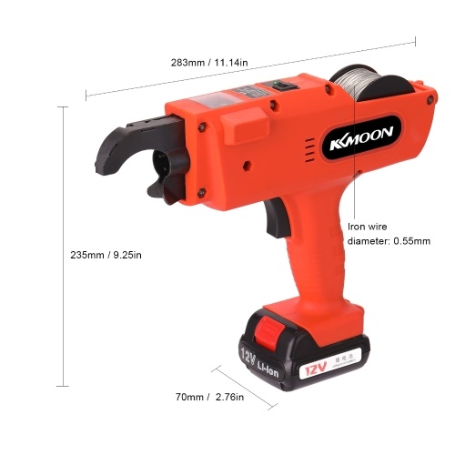 

KKmoon 12 V Automatic 8-34MM Rebar Tier Cordless Rechargeable Tying Binding Machine