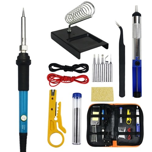 KKmoon 15 PCS Soldering Gun Kit with Storage Bag 60W Handheld Soldering Gun Adjustable Temperature Fast Heating Ceramic Core Electric Soldering Iron Welding Tool for Repair Home DIY