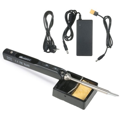 

SEQURE Mini Electric Soldering Iron with LED Digital Display Intelligent Soldering Iron Kit with 19V Power Supply Adapter Black EU Plug