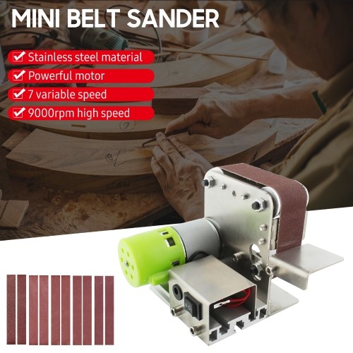 

Mini Belt Sander Electric Sanding Polishing Grinding Machine 7 Variable Speed with 10 Sanding Belts for Polishing Wood Acrylic Metal