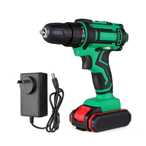 

21V Portable Cordless Electric Drill with 3/8 Inch Chuck Mini Handheld Power Drill & Screwdriver with Battery Level Indicator LED Work Light 2-variable Speed Rotation Direction Adjustment 48Nm Max Torque Includes 1500mAh Li-ion Battery & Fast Charger