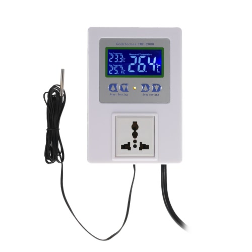 AC110-240V 10A LCD Digital Intelligent Pre-wired Temperature Controller Outlet with Sensor Thermostat Heating Cooling Control Switch