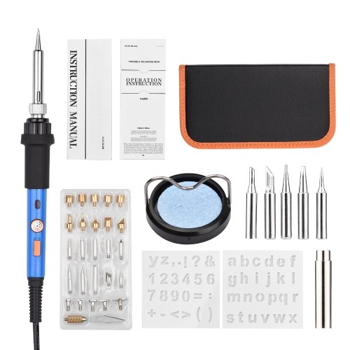 

Soldering Iron Kit Wood Burning Kit 38 PCS Adjustable Temperature Soldering Pyrography Wood Burning Pen Welding Tool Wood Craft Tools 220~480℃ for Embossing Carving Soldering