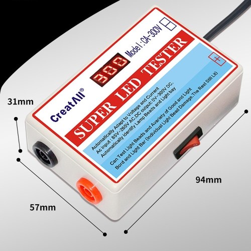 CA-300V Portable LED Lamp Beads Light Bar TV Backlight Tester LED Strips Beads Lamp Board Test Tool Capacitance Diode Voltage Testing with Switch 