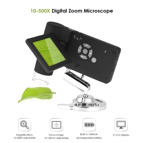 

Professional Portable Handheld Mobile 3" LCD Digital Microscope 5M 10-500X up to 1200x By Digital Magnification Photo and Video Capture