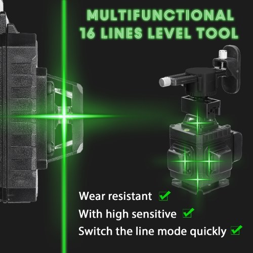 

Multifunctional 16 Lines Laser Level 3° Self-leveling Machine Rechargeable Lithium Battery Leveling Tool with Bubble-level Omnidirectional Ground Wall Sticker Home Improvement Tools Set