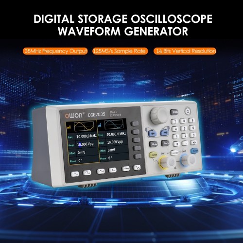 Owon DGE2035 Digital Storage Oscilloscope Dual Channel Arbitrary Waveform Generator 3.6-inch LCD Display 2CH 35MHz 125MS/s 