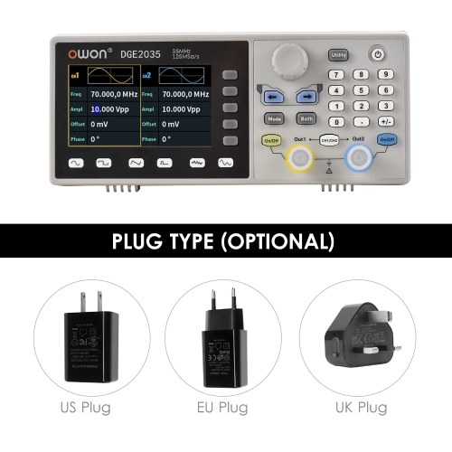 Owon DGE2035 Digital Storage Oscilloscope Dual Channel Arbitrary Waveform Generator 3.6-inch LCD Display 2CH 35MHz 125MS/s 