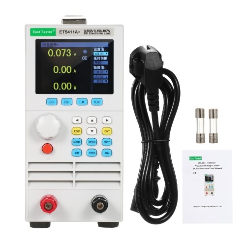 East Tester ET5411A+ Programmable Single-channel DC Electronic Load 500V 15A 400W Single Channel DC Programmable Electronic Load Tester CC CV CR CP CC+CV CR+CV Mode 2.8-inch TFT LCD Screen Battery and LED Tester Standard USB Host