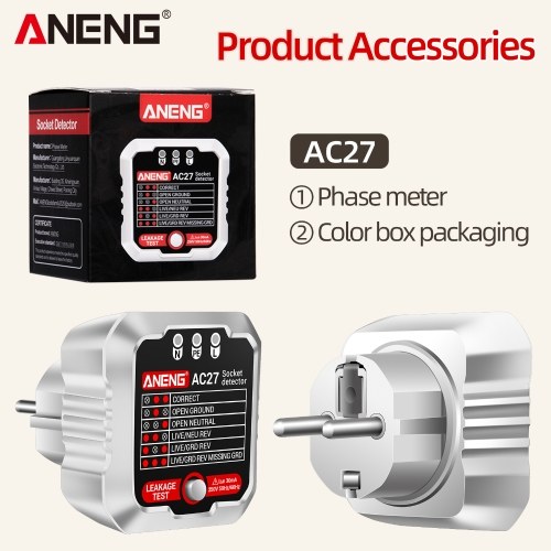 

ANENG Outlet Tester 250V Fast Detection Socket Tester Receptacle Detector Leakage Plug Polarity Ground Line Automatic Electric Circuit Polarity Voltage Detector