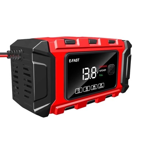 E-FAST Car Battery Chargers 12V/6A Full Automatic Battery Chargers Maintainer Portable Trickle Chargers Battery Desulfator for Car Motorcycle Leadacid Battery 