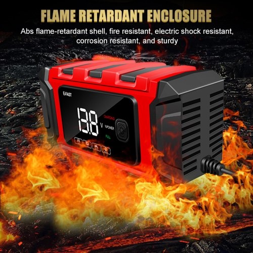 E-FAST Car Battery Chargers 12V/6A Full Automatic Battery Chargers Maintainer Portable Trickle Chargers Battery Desulfator for Car Motorcycle Leadacid Battery 