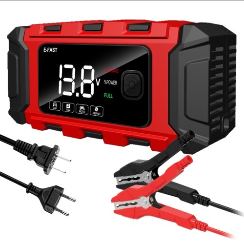 E-FAST Car Battery Chargers 12V/6A Full Automatic Battery Chargers Maintainer Portable Trickle Chargers Battery Desulfator for Car Motorcycle Leadacid Battery 