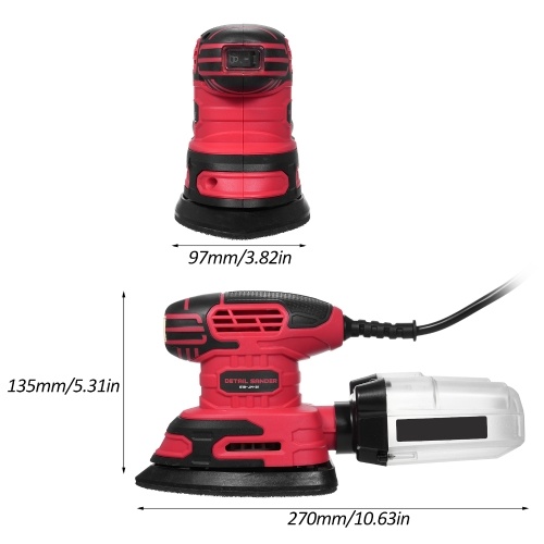 

Detail Sander 13,000 OPM Compact Electric Sander with Dust Collector 220W 1.6Amp Power Sander with 20PCS Sanderpapers and Transparent Dust Box for Tight Spaces Woodworking