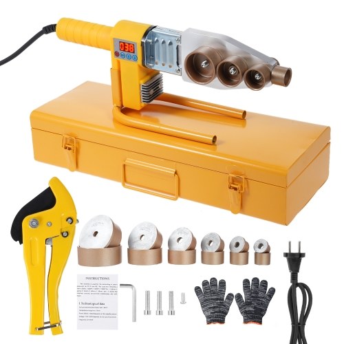 

Plastic Pipe Welding Tool Plastic Welder Kit Contains Welding Heads of 6 Diameters Water Pipe Welding Machine Electric Heating Hot Melt Tools for PPR PE Tube 1000W 220V EU Plug