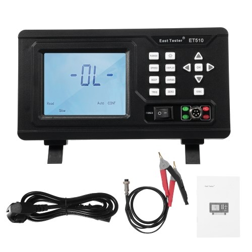 East Tester ET510 DC Low Resistance Tester Portable Milliohm Meter Microresistance Tester Low   Resistance Tester Direct Current LCD Display with Backlight Low Resistance Tester  for Resistance   Measurement (10μΩ~5kΩ) 