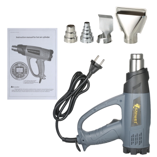

2000W Industrial Fast Heating Hot Air Gun Регулируемый температурный режим Горячий термоусадочный вентилятор с 4 соплами AC110V US Plug