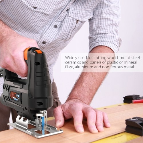 

Meterk Electric Jig Saw 400W Multi-functional Cutter with 4pcs Wood Saw Blade 4pcs HSS Steel Saw Blades