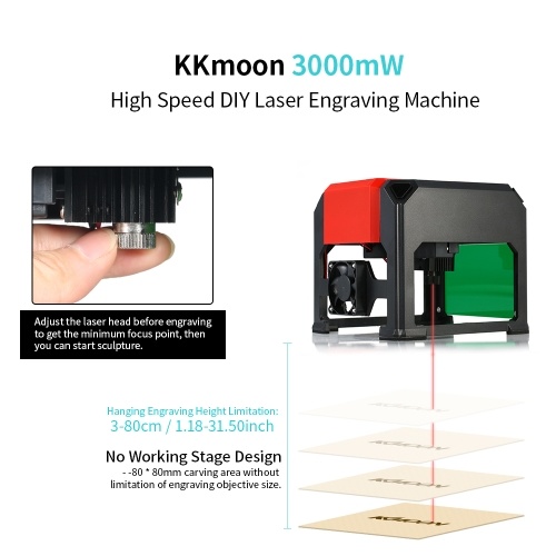 

KKmoon Automatic K5 Type 3000mW High Speed Laser Engraving Machine