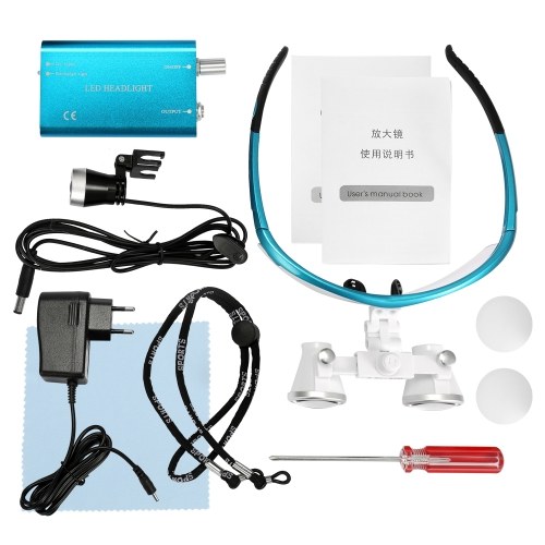 

Wearable Magnifier Portable 3.5X 420mm Surgical Medical Binocular Loupes Optical Glass Headset Magnifying Glasses +3W LED Headlight