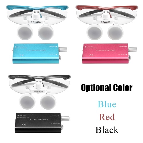 

Wearable Magnifier Portable 3.5X 420mm Surgical Medical Binocular Loupes Optical Glass Headset Magnifying Glasses +3W LED Headlight