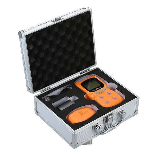 4 in 1 Gas Detector CO Monitor Digital Handheld Toxic Gas Carbon Monoxide Detector Hydrogen Sulfide Gas Tester with LCD Display Sound+ Light Vibration Alarm 