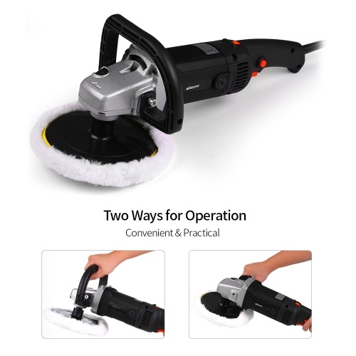 

KKmoon 7〃 1400W Handheld Orbital Electric Car Waxing Polisher Machine M14 Polisher 180mm Car Paint Care Variable Speed Household Marble Tile Floor Polishing Glazing tool / Black + EU