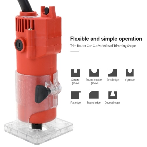 

Electric Hand Trimmer Router Wood Carving Machine Flip Board Woodworking Milling Engraving Slotting Trimming Aluminum Alloy