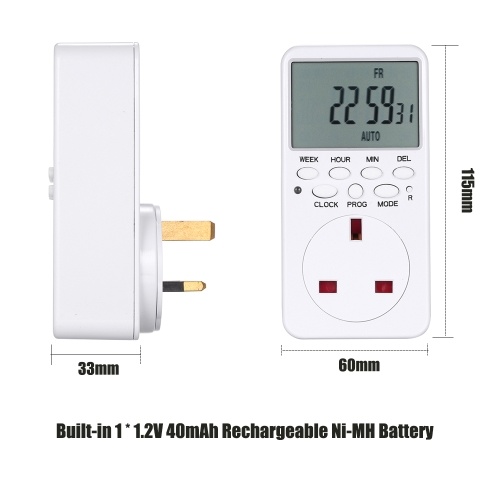 

Digital Timer Switch Socket LCD Display Plug-in Programmable Time Switch Energy Saving Intelligent Electronic Timing Socket