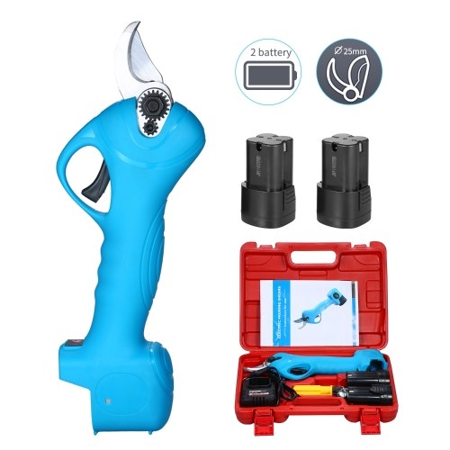 

Professional Cordless Electric Pruning Shears with 2 Pack Backup Rechargeable 2Ah Lithium Battery Powered Tree Branch Pruner Garden Clippers 16V 25mm with Maintenance Kit