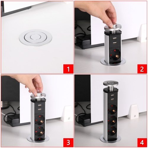 

Multifunctional Kitchen Table Switch USB Socket Waterproof Cabinet Hidden Intelligent Lifting Office Socket