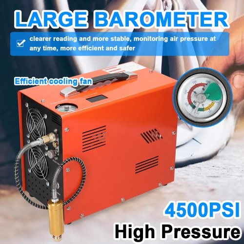 4500PSI Elektrischer Hochdruck-Luftkompressor mit Barometer, intelligenter tragbarer Luftkompressor mit automatischer Abschaltung, Außenluftkompressor mit digitaler LCD-Anzeige, Temperatur