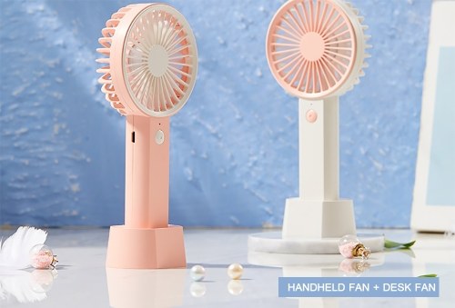 

Mini Handheld Fan Cooling Electric Fans USB Rechargeable Portable Desk Fan with Stand Base 3 Speed Mode for Home School Office Travel Indoor Outdoor