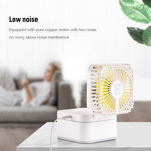 

USB Magic Cube Folding Fan Desktop Fan Mist Humidifier Two in One Low Noise Foldable Fan Humidifying Spray Fan with Night Light