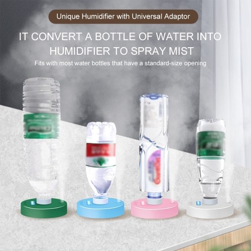 

Rechargeable USB Humidifier with Night Light Mini Portable Desktop Air Mist Sprayer Travel Humidifier without Water Tank for Home Office Compatible with Most Mineral Water Bottles